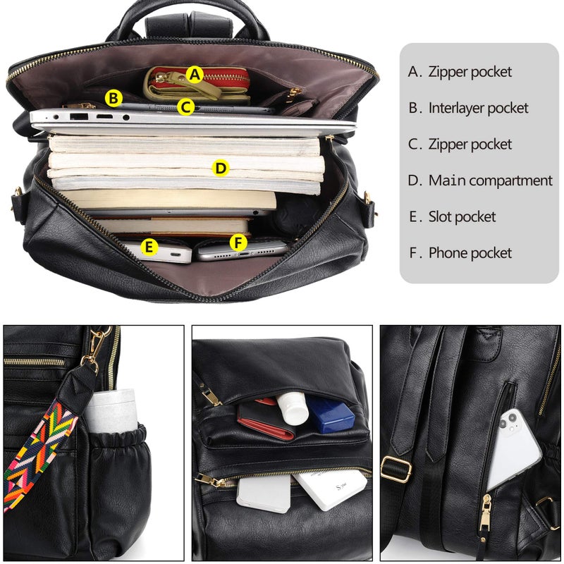 Dora & Liz Womens Backpack Purse Leather Fashion Travel Backpack Purse for Women Designer Ladies Shoulder Bags - Image 4